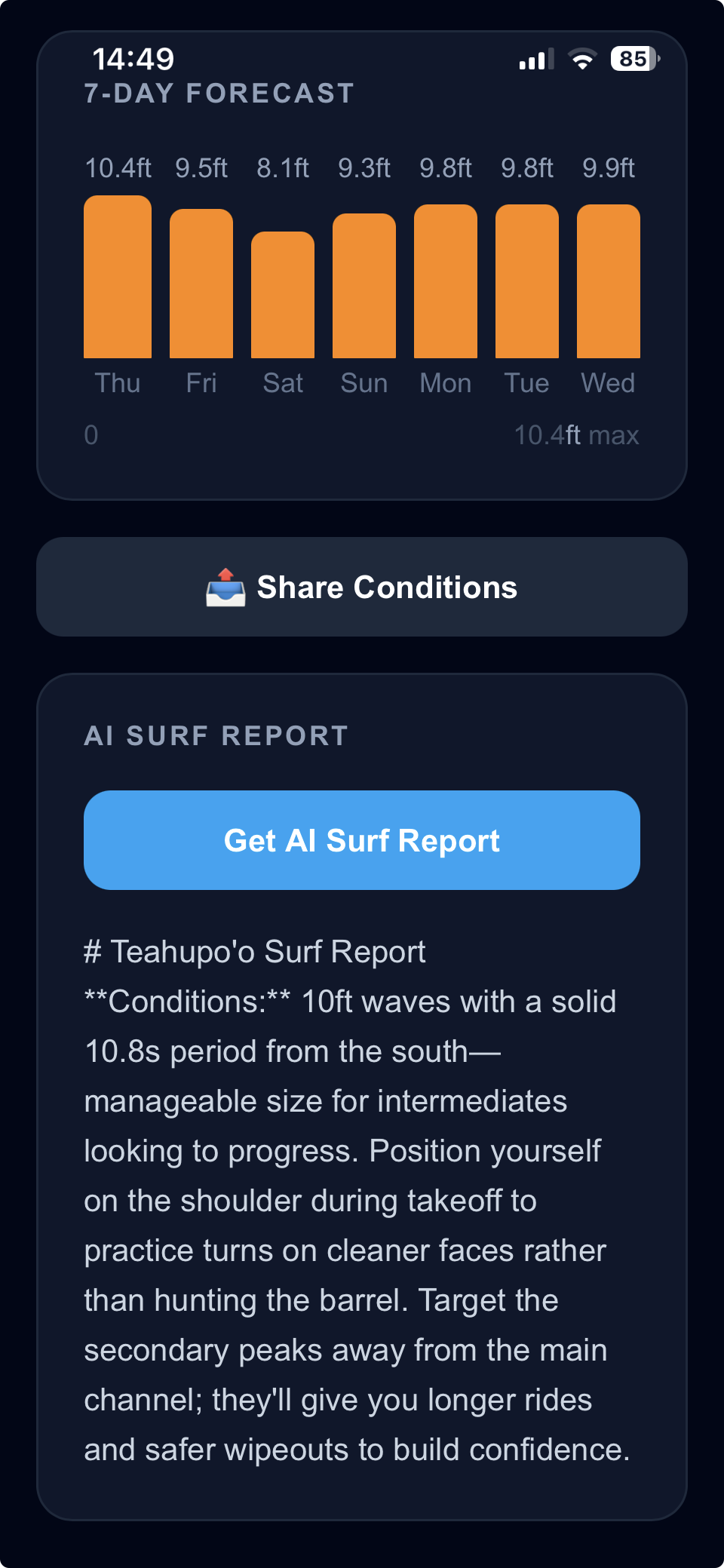 Shacked AI surf report